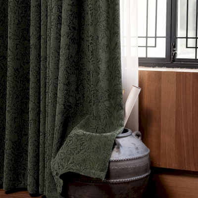 ROSÉANE Wild Rose Relief Chenille Jacquard Custom Blackout Curtains
