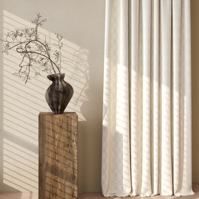 ELVÉA Circular Geometric Relief Sculpted Velvet Custom Water-Repellent Curtains
