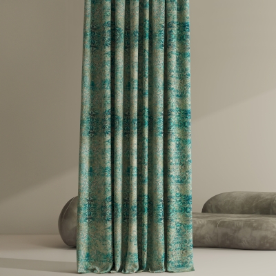 ALTHÉRA Emerald Green Retro Arabesque Velvet Jacquard Custom Curtains