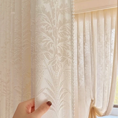 IRISÉA Raised Iris Jacquard Satin Custom Sheer Curtains