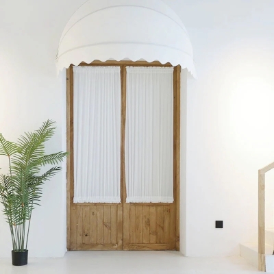 Rideau Sur Mesure pour Porte-Fenêtre ou Porte Vitrée – Voilage avec Tringle Haut et Bas