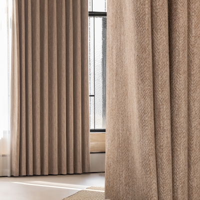 CALIORA Chevron Linen-Blend Custom Curtains