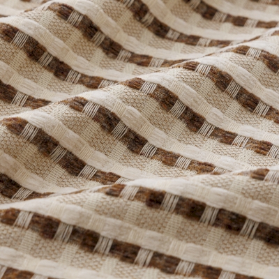 Rideau Sur Mesure LORÉNA, Tissu Jacquard Texturé, Rayures Tissées en Relief aux Nuances Mêlées