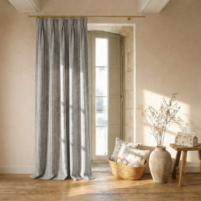 SILORA Textured Vertical Chevron Cotton-Blend Jacquard Custom Curtains
