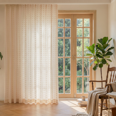 ALVIRA Geometric Linen-Look Jacquard Custom Sheer Curtains