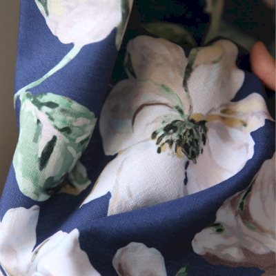 SOLVIKA Vintage Gardenia Print Custom Cotton-Blend Curtains
