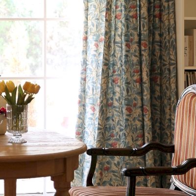 VALERIA Botanical Berry Print Linen-Look Custom Curtains