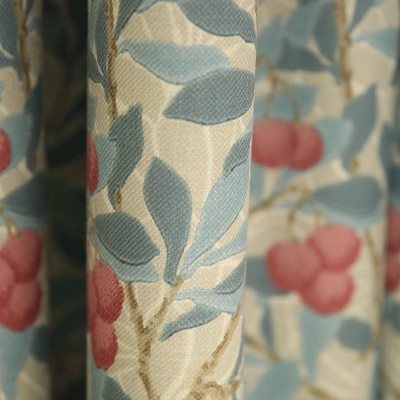 VALERIA Botanical Berry Print Linen-Look Custom Curtains