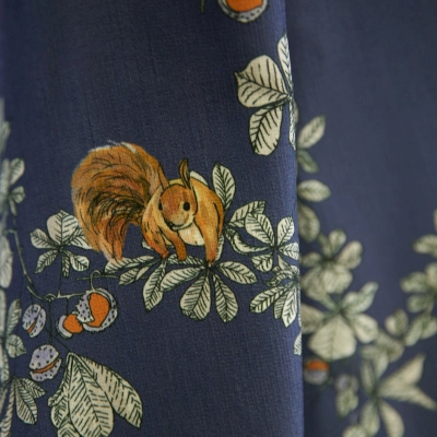 Rideau Sur Mesure SYLVARO, Tissu Imprimé Coton Mélangé, Motif Écureuils Forestiers