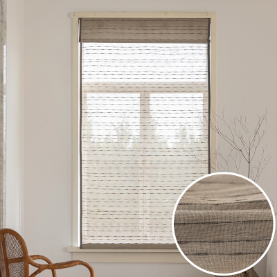 LINIARA Horizontal Striped Textured Linen Custom Roman Shade