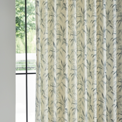 Rideau Sur Mesure CALYRIA, Tissu Aspect Lin, Motif Feuillage Style Encre et Lavis