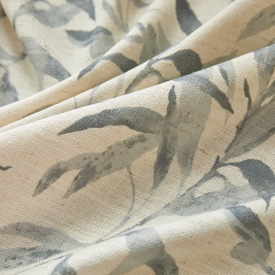 Rideau Sur Mesure CALYRIA, Tissu Aspect Lin, Motif Feuillage Style Encre et Lavis