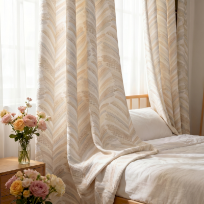 LÉVORA Embroidered Linen-Blend Custom Curtains with Textured Foliage