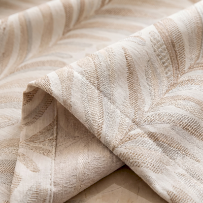 LÉVORA Embroidered Linen-Blend Custom Curtains with Textured Foliage