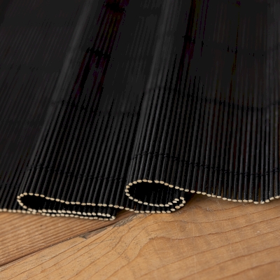 KURONA Ebony Black Fine-Weave 100% Bamboo Custom Roman Shade
