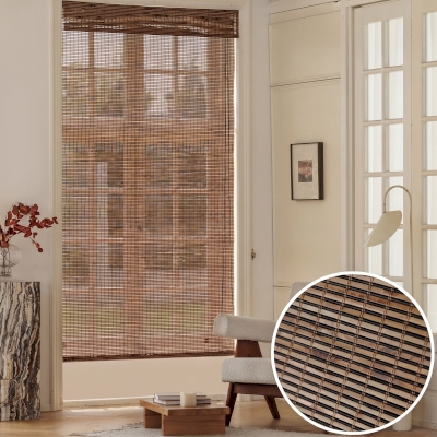 BAMBUSA Warm Brown Fine-Weave 100% Bamboo Custom Roman Shade