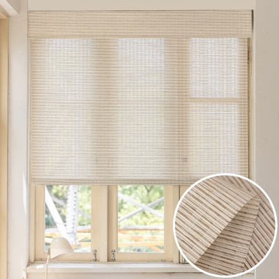 ELORIA Natural Linen Jute and Paper Weave Custom Roman Shade