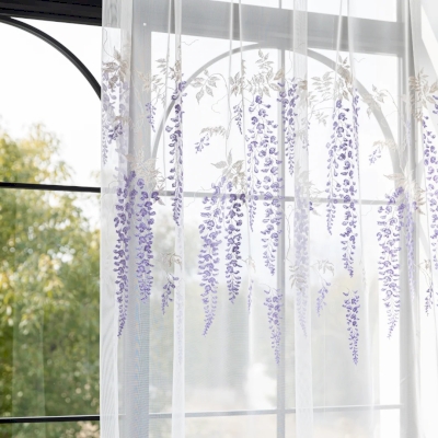 GLYCINA Wisteria Embroidered Custom Sheer Curtains