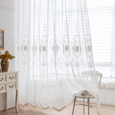 ORNELIA Embroidered Ornamental Medallion Custom Sheer Curtains