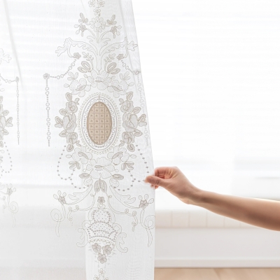 ORNELIA Embroidered Ornamental Medallion Custom Sheer Curtains