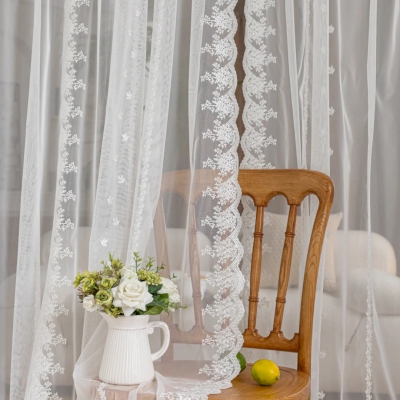 FLORISSE Baby’s Breath Lace-Trim Custom Sheer Curtains