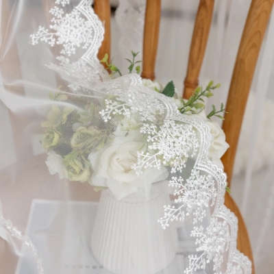 FLORISSE Baby’s Breath Lace-Trim Custom Sheer Curtains