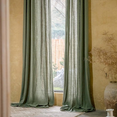 LENVIA 100% Natural Linen Custom Light-Filtering Curtains