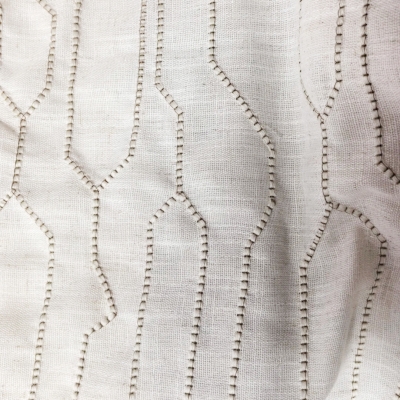 MAILLANE Geometric Embroidered Linen-Look Custom Sheer Curtains