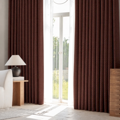 BAMBOLIA Bamboo Motif Burnout Linen-Look Sheer Curtains