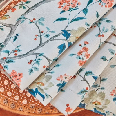 ALOUETTE Bird and Floral Branch Print Custom Thermal Blackout Curtains