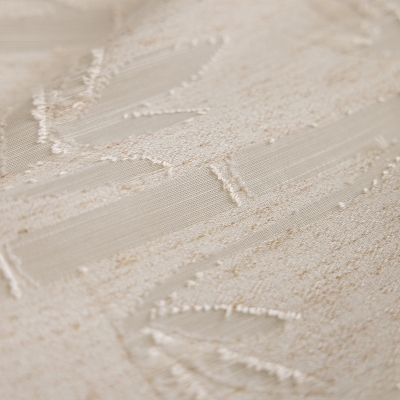 BAMBOLIA Bamboo Motif Burnout Linen-Look Custom Sheer Curtains