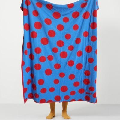 Plaid POLKA, Tissu 100 % Coton, Motif Pois Jacquard Graphique, 130 × 160 cm