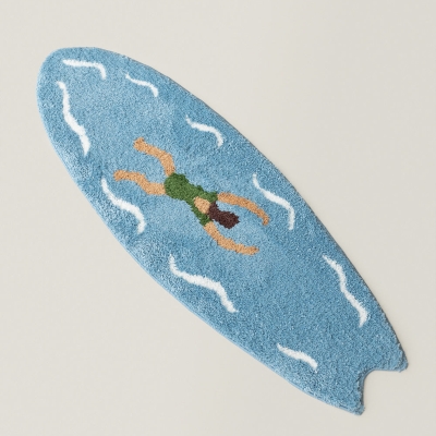 Tapis de Sol SURFIA, Forme Planche de Surf, Surface Tuftée Douce, 45 x 125 cm