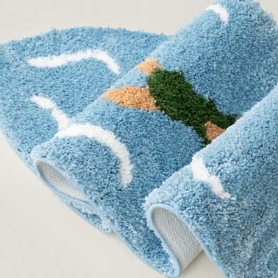 Tapis de Sol SURFIA, Forme Planche de Surf, Surface Tuftée Douce, 45 x 125 cm