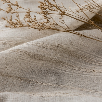 Voilage Sur Mesure LIGNORA, Tissu en Lin Mélangé, Lignes Verticales Tissées