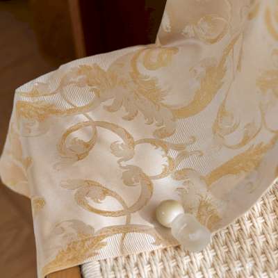 Rideau Sur Mesure CÉRÉNIA, Tissu Jacquard à Motifs Floraux Baroques, Relief Subtil et Effet Lumineux
