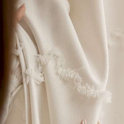 Custom Made Éliséa Curtain, Thick Textured Voile with Wavy Bouclé Yarn Pattern