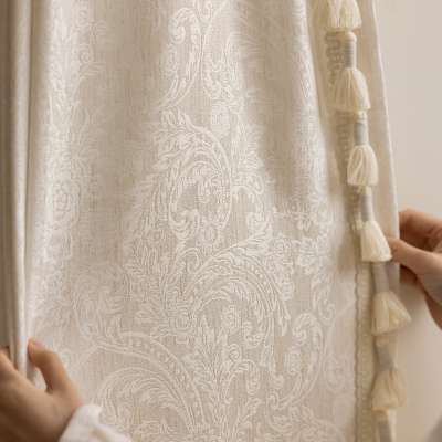 Custom Made ÉLÉORA Sheer Curtain, Chenille Jacquard Baroque Pattern