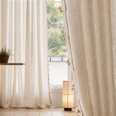 Custom Made CLÉORA Sheer Curtain, Linen Look Textured Solid Fabric, Natural Minimal Style