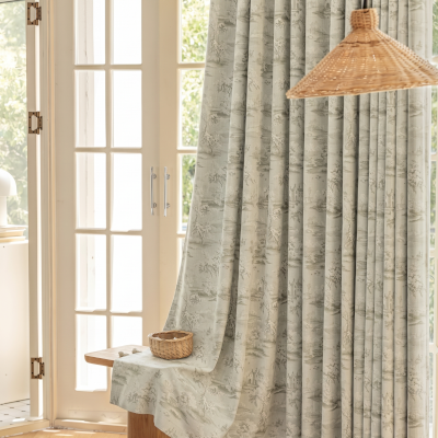 Rideau Occultant Sur Mesure LORIANE, Tissu Chenille Jacquard, Motif Paysage Toile de Jouy