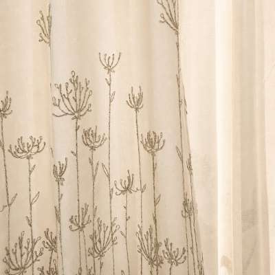 Custom LYSÉRA Sheer Linen Look Fabric Artisan Botanical Embroidery Curtains