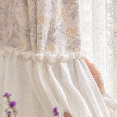 Voilage Sur Mesure MÉLORIA, Tissu Jacquard Sculpté, Motif Floral en Relief et Volant Délicat