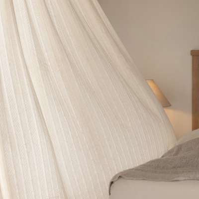 CCustom Made CELINA Sheer Curtain, Linen Look Textured Fabric with Subtle Vertical Stripes
