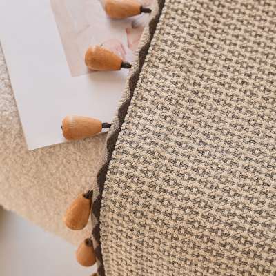 Custom-made NEVORA curtain, Jacquard-weave cotton-linen effect fabric, textured geometric pattern