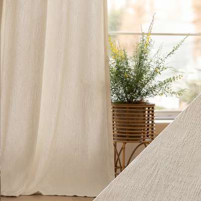 Custom Made ALEVIA Sheer Curtain, Linen Look Textured Fabric with Leaf Pattern