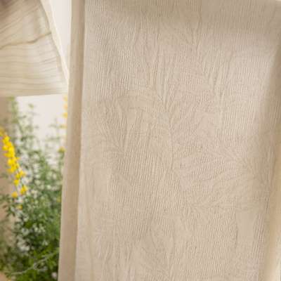 Custom Made ALEVIA Sheer Curtain, Linen Look Textured Fabric with Leaf Pattern