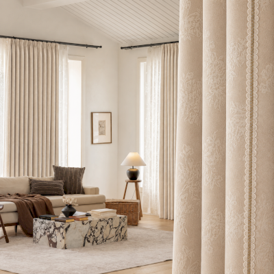 Custom-made VÉRÉLIA blackout curtain, double-sided Jacquard Chenille fabric, sketched floral bouquet pattern