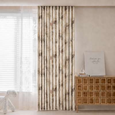 Custom Made CÉLAVIA Curtain, Wool Linen Blend Fabric with Abstract Color Block Pattern