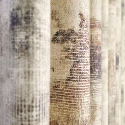 Custom Made CÉLAVIA Curtain, Wool Linen Blend Fabric with Abstract Color Block Pattern