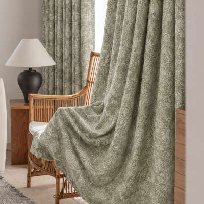 Custom-made ÉVANORA curtain, Jacquard fabric in a linen and wool blend, floral arabesque pattern